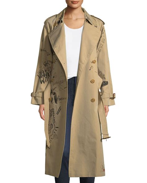 burberry doodle-print cotton trench coat|Burberry Doodle.